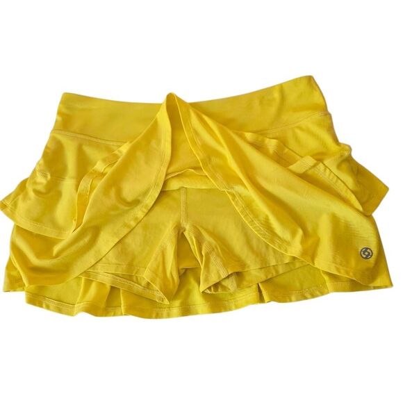 Lija Womens Yellow Ruffle Layered Tennis Pickleball Athletic Skort Size Medium - Picture 4 of 9